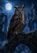 Moon Owl of the Fallen Abbey fantasy creature wall print by PosterMe.shop