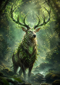The Emerald Stag of the Enchanted Wood fantasy creature wall print by PosterMe.shop