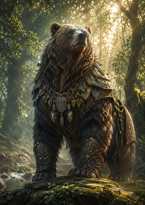 Armoured Bear Guardian of the Wild fantasy creature wall print by PosterMe.shop