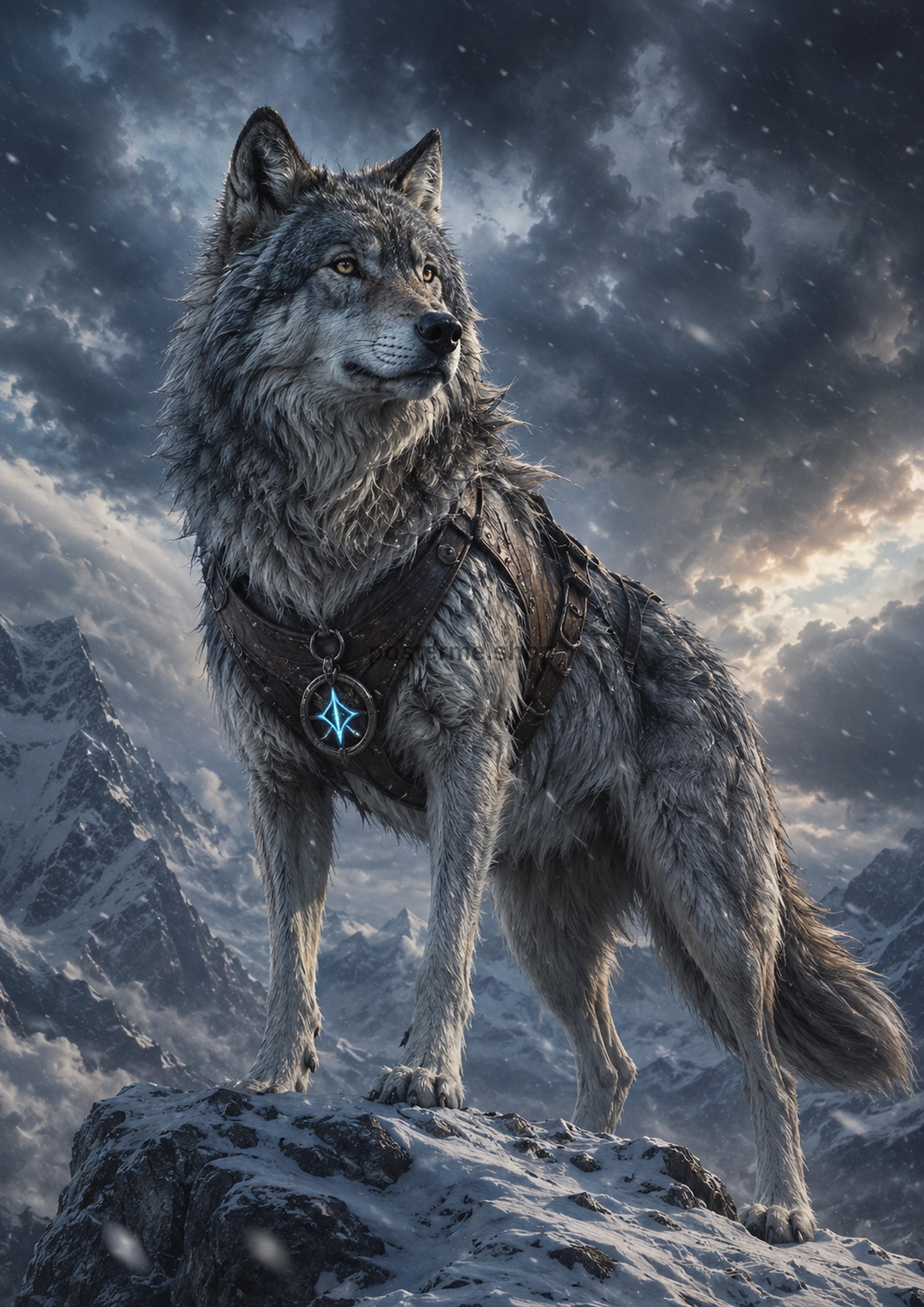 Dire Wolf of the Storm Highlands fantasy creature wall print by PosterMe.shop