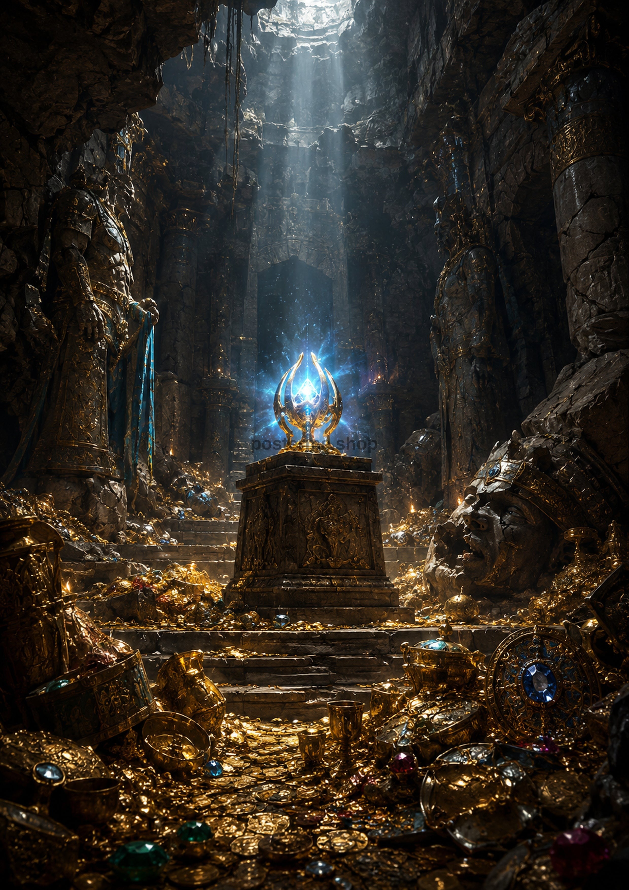 The Lost Relic in the Treasure Vault fantasy map and artefact wall print by PosterMe.shop