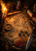 The Adventurer's Map and Hidden Keys fantasy map and artefact wall print by PosterMe.shop