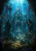 Ancient Sunken Temple Beneath the Waves fantasy landscape wall print by PosterMe.shop