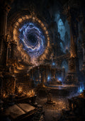 Ancient Temple with Magical Portal fantasy landscape wall print by PosterMe.shop