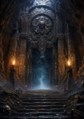 Ancient Tomb Entrance with Eerie Mist fantasy landscape wall print by PosterMe.shop