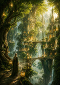 Enchanted Elven City in the Forest fantasy landscape wall print by PosterMe.shop