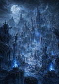 Frostbitten Necropolis under a Cold Moon fantasy landscape wall print by PosterMe.shop