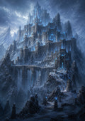 Icy Fortress in a Stormy Landscape fantasy landscape wall print by PosterMe.shop