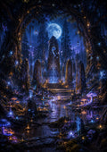 Moonlit Ritual Stone Circle in Forest fantasy landscape wall print by PosterMe.shop