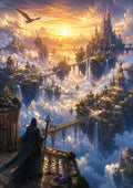 The Mage's Watch Over the Floating Kingdoms fantasy landscape wall print by PosterMe.shop