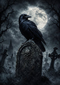 The Raven's Watch over the Cemetery Halloween and gothic horror wall print by PosterMe.shop