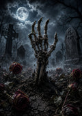 The Hand beneath the Funeral Roses Halloween and gothic horror wall print by PosterMe.shop