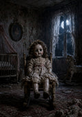 The Porcelain Doll in the Forgotten Nursery Halloween and gothic horror wall print by PosterMe.shop