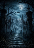 The Gates of the Moonlit Necropolis Halloween and gothic horror wall print by PosterMe.shop