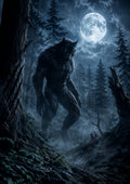 The Werewolf beneath the Pine Moon Halloween and gothic horror wall print by PosterMe.shop