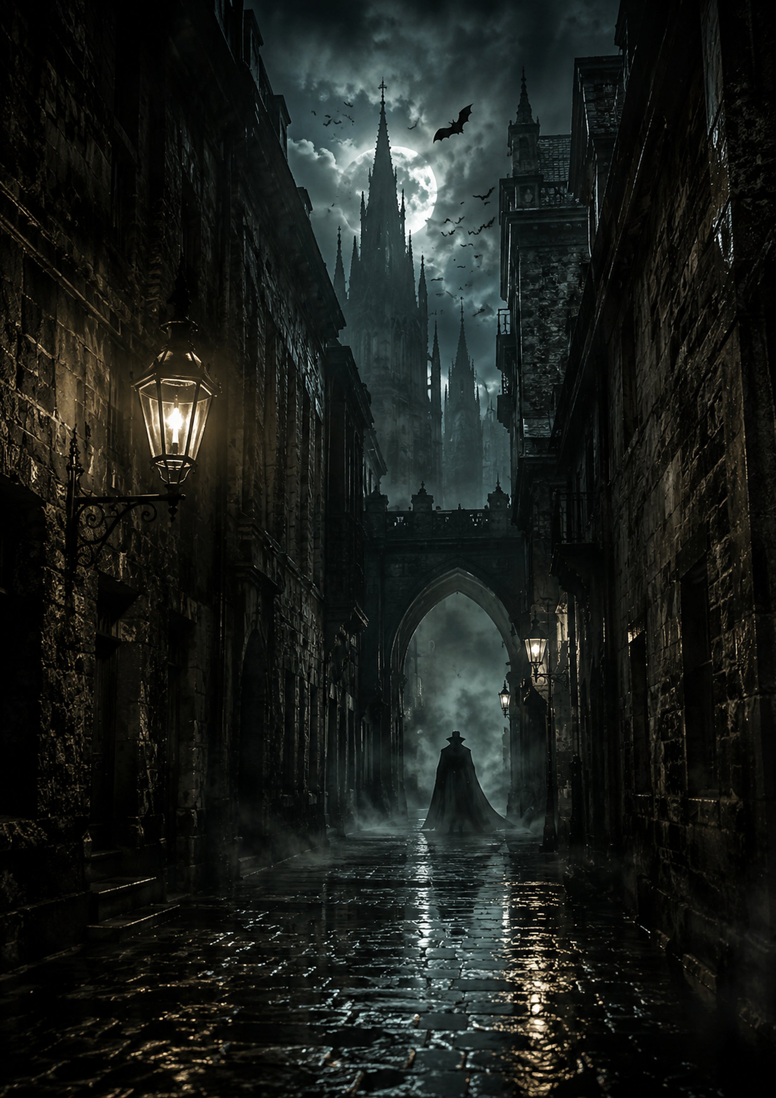 The Plague Doctor of Blackstone Alley Halloween and gothic horror wall print by PosterMe.shop