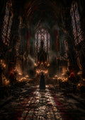 The Hooded Witness in the Ruined Cathedral Halloween and gothic horror wall print by PosterMe.shop