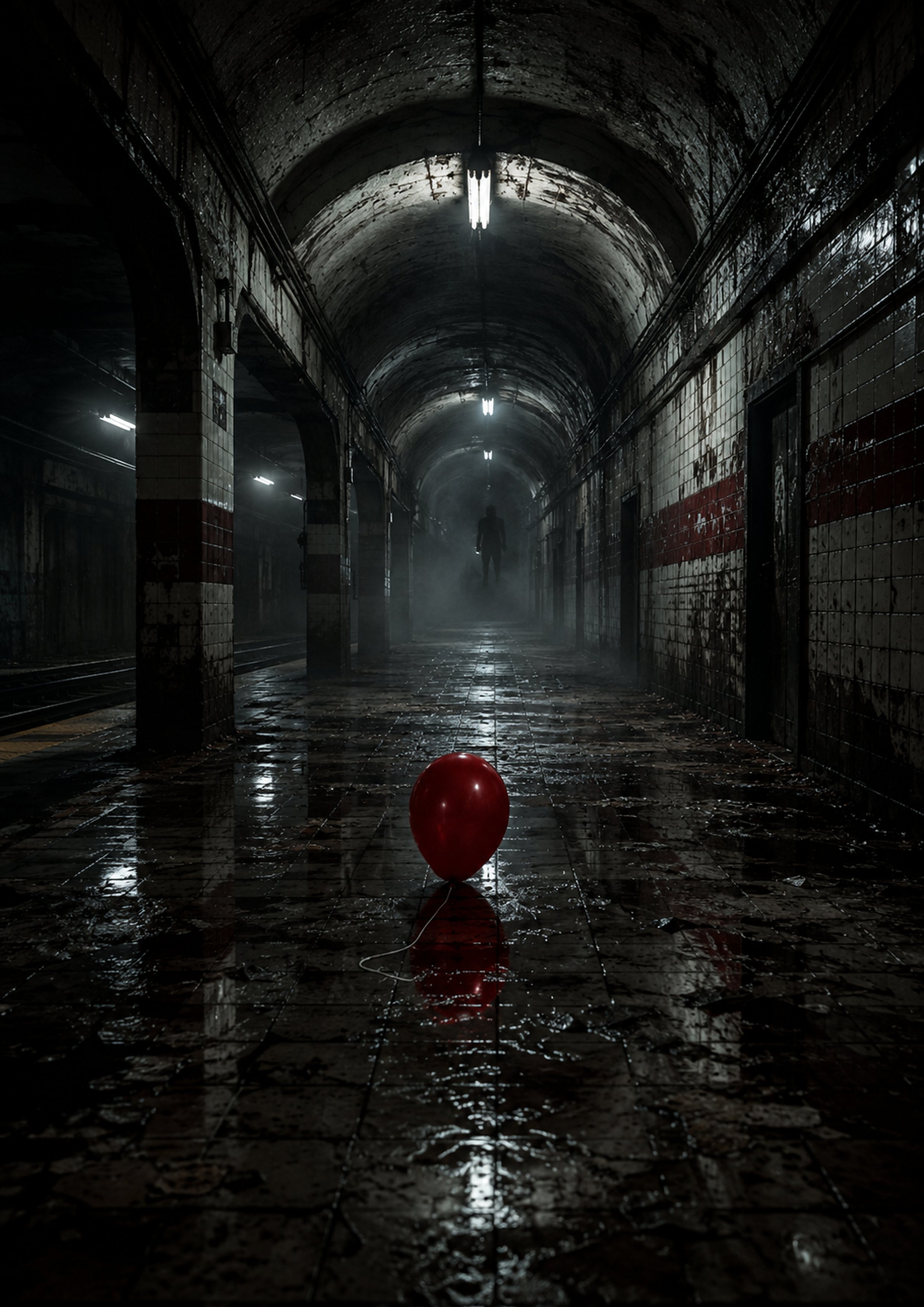 The Figure at the End of the Tunnel Halloween and gothic horror wall print by PosterMe.shop