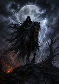 The Skeleton Rider of the Thunder Moon Halloween and gothic horror wall print by PosterMe.shop