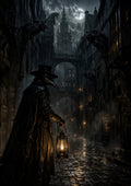 The Stranger in the Rain-Slicked Quarter Halloween and gothic horror wall print by PosterMe.shop