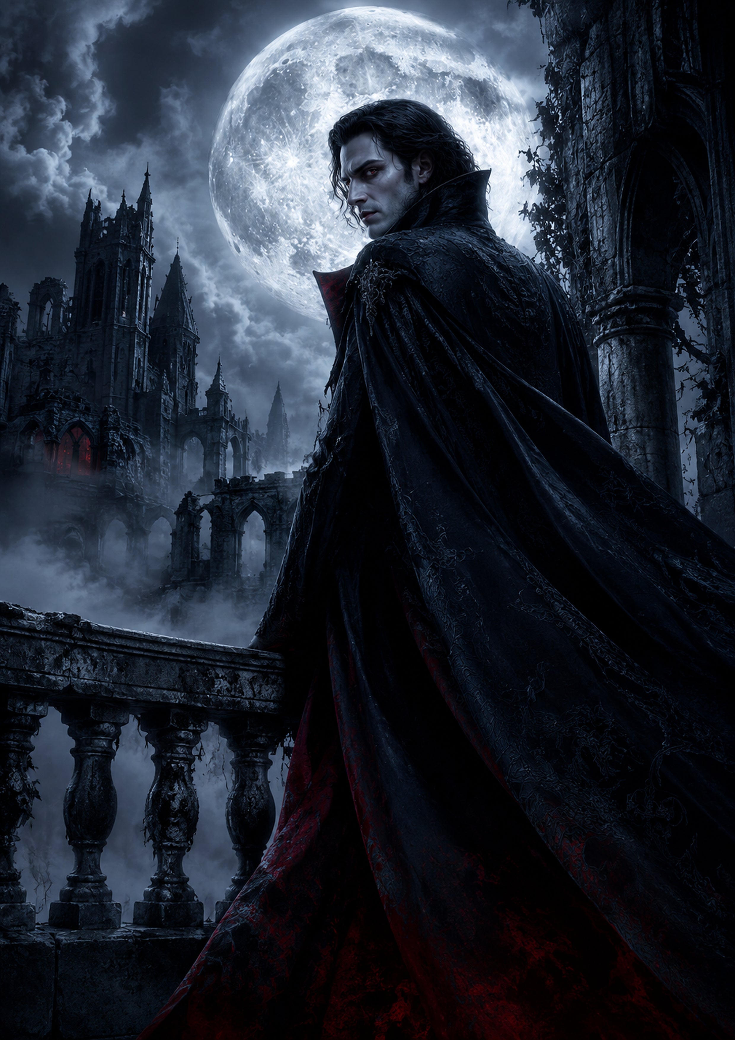 The Vampire Lord of the Fallen Abbey Halloween and gothic horror wall print by PosterMe.shop