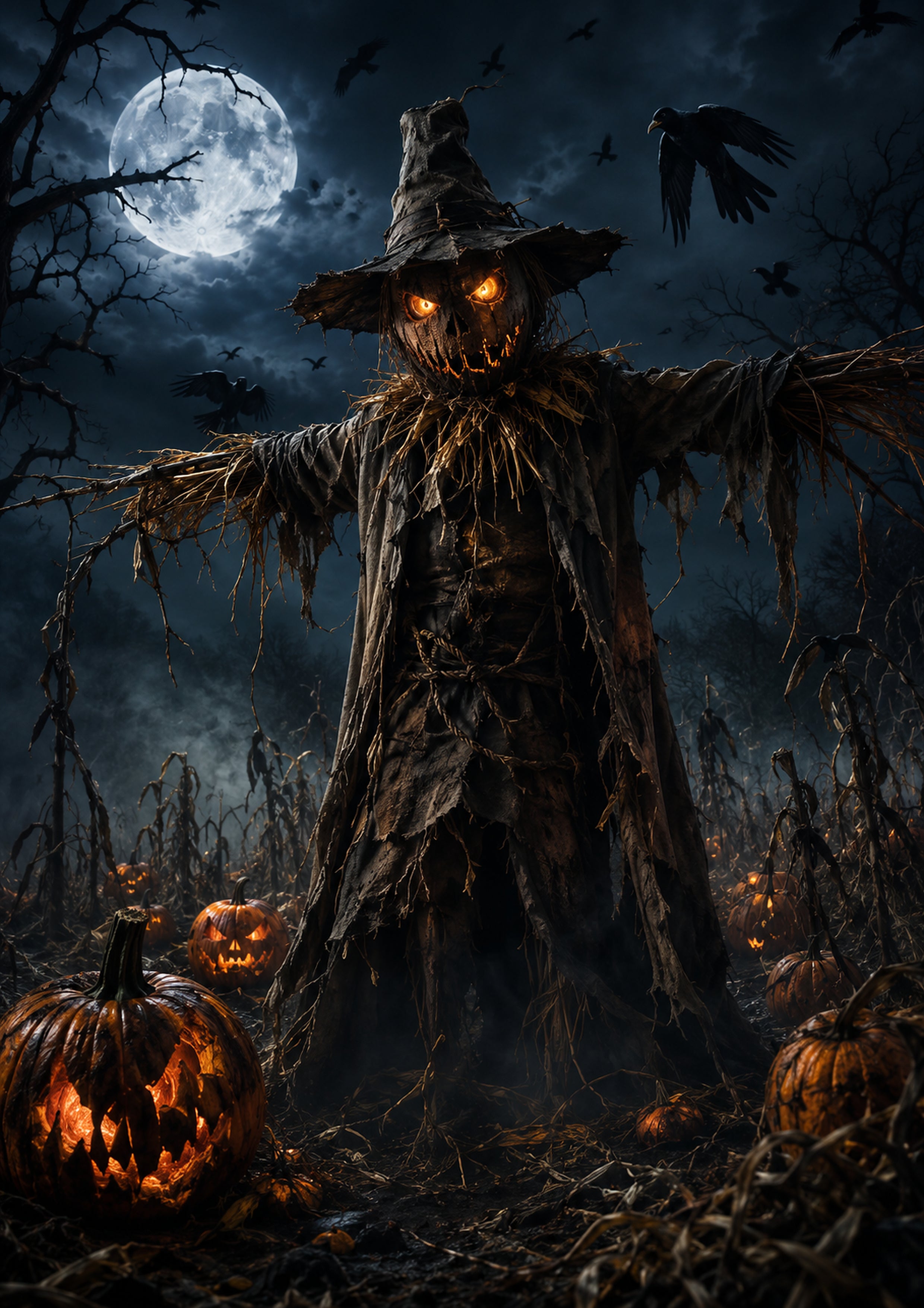 The Pumpkin Warden of the Haunted Grove Halloween and gothic horror wall print by PosterMe.shop