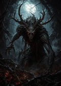 The Antlered Demon of Cinderwood Halloween and gothic horror wall print by PosterMe.shop