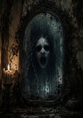 The Screaming Reflection in the Broken Glass Halloween and gothic horror wall print by PosterMe.shop