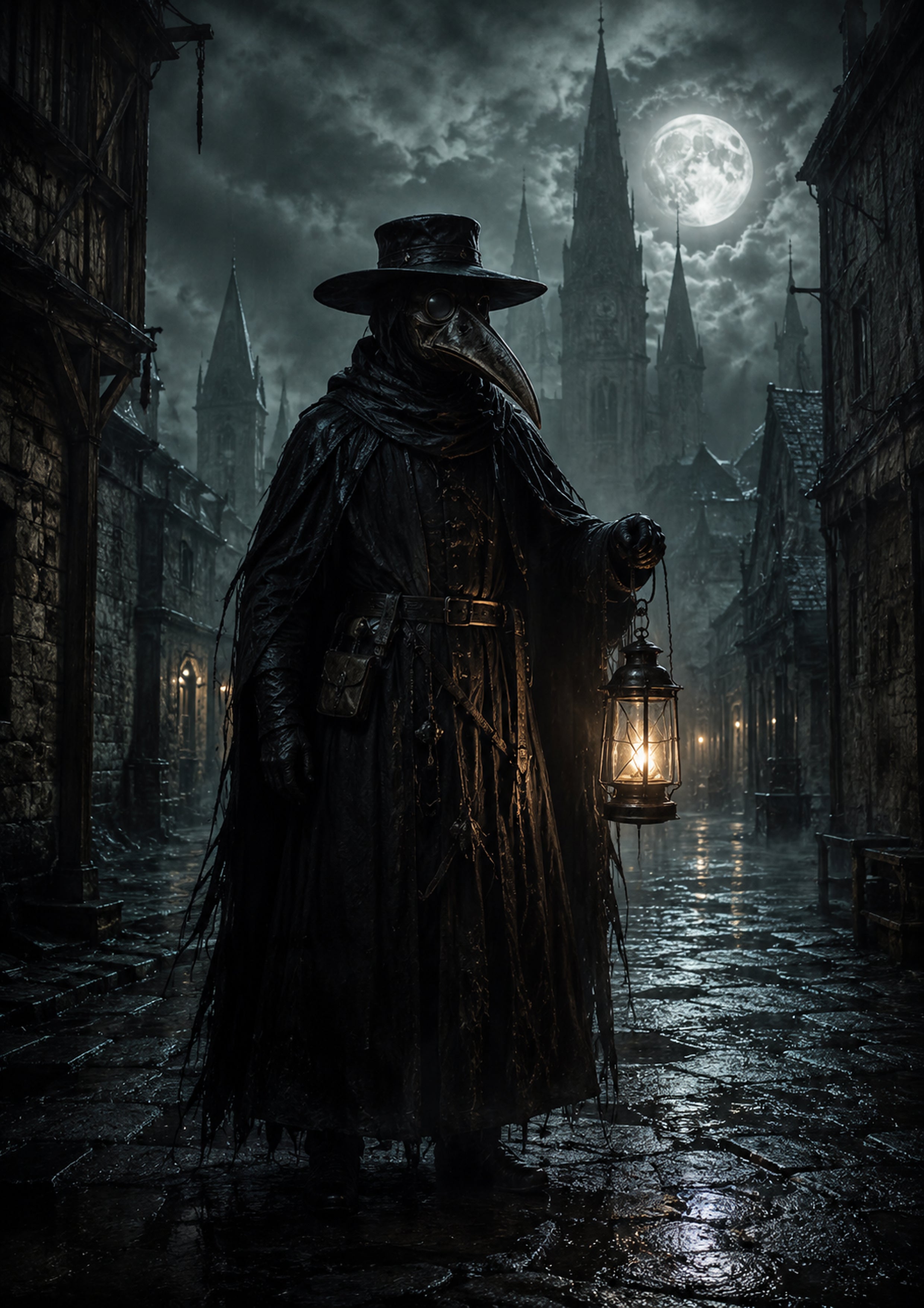 The Lantern Keeper of Cathedral Row Halloween and gothic horror wall print by PosterMe.shop