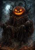 The Pumpkin King on the Thornwood Throne Halloween and gothic horror wall print by PosterMe.shop