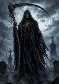The Reaper beneath the Silver Moon Halloween and gothic horror wall print by PosterMe.shop