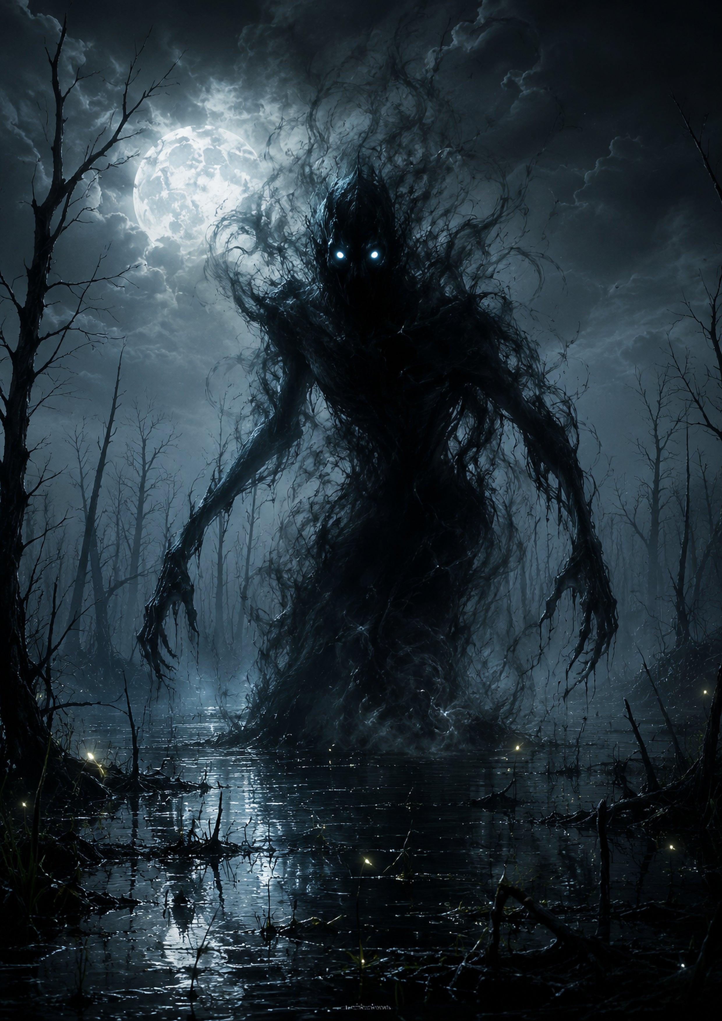 The Smoke Wraith of the Dead Marsh Halloween and gothic horror wall print by PosterMe.shop