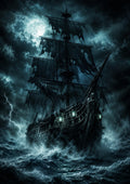 The Ghost Galleon in the Midnight Storm Halloween and gothic horror wall print by PosterMe.shop