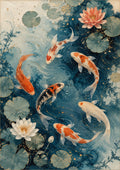 Serene Koi Pond with Lily Pads Japanese-inspired art print by towelme