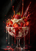 Strawberries and Cream Explosion dessert and bakery kitchen wall print by PosterMe.shop
