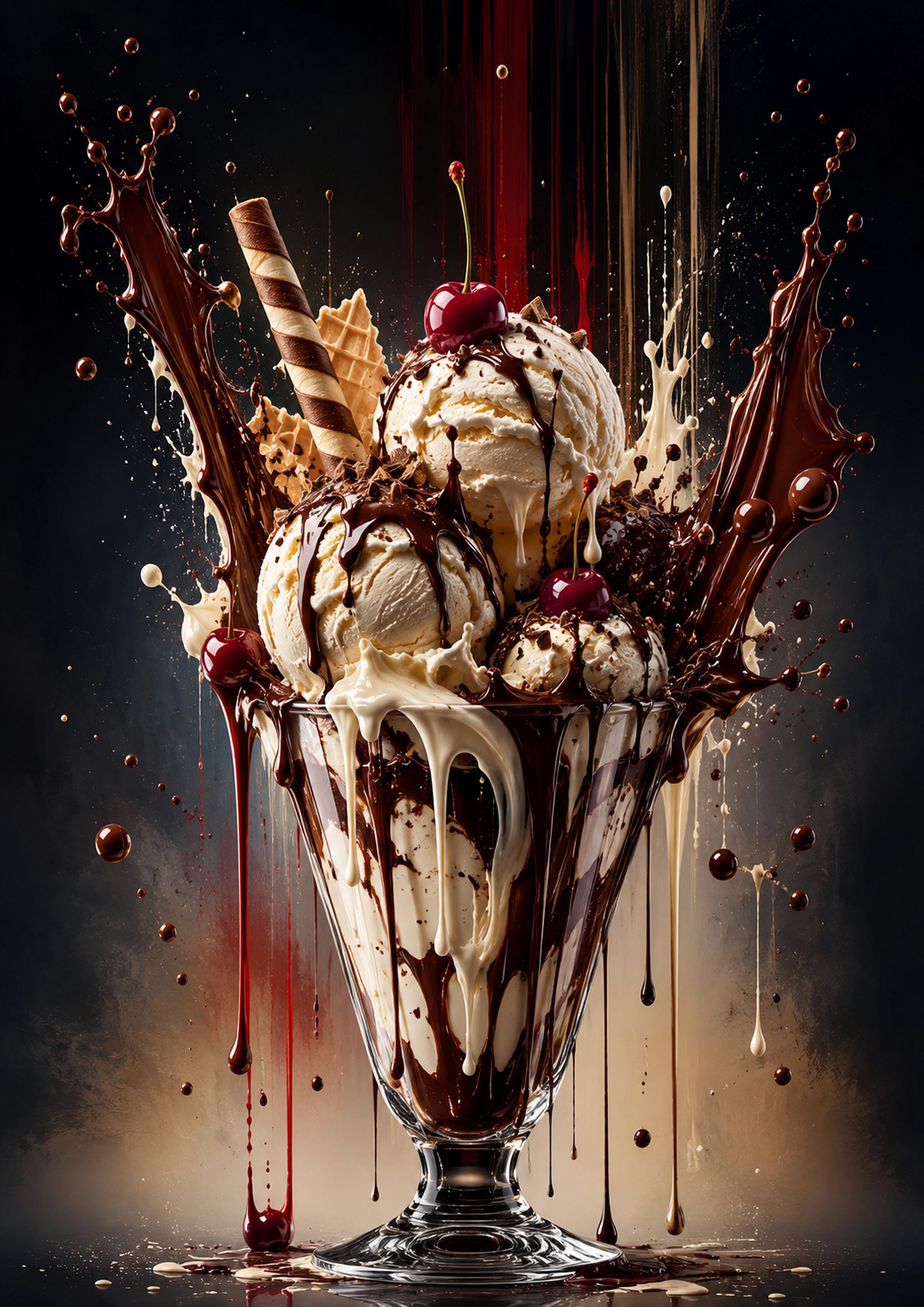 Vanilla Sundae Chocolate Burst dessert and bakery kitchen wall print by PosterMe.shop