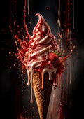 Strawberry Soft Serve Splash dessert and bakery kitchen wall print by PosterMe.shop