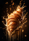 Golden Butter Croissant Splash dessert and bakery kitchen wall print by PosterMe.shop