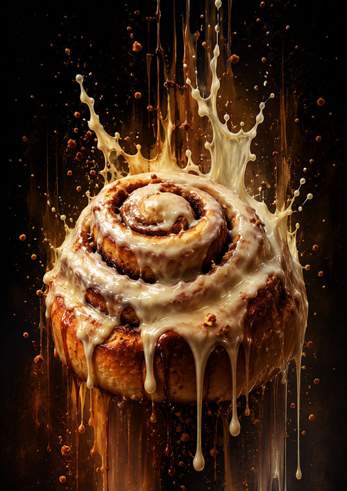 Cinnamon Roll Icing Cascade dessert and bakery kitchen wall print by PosterMe.shop