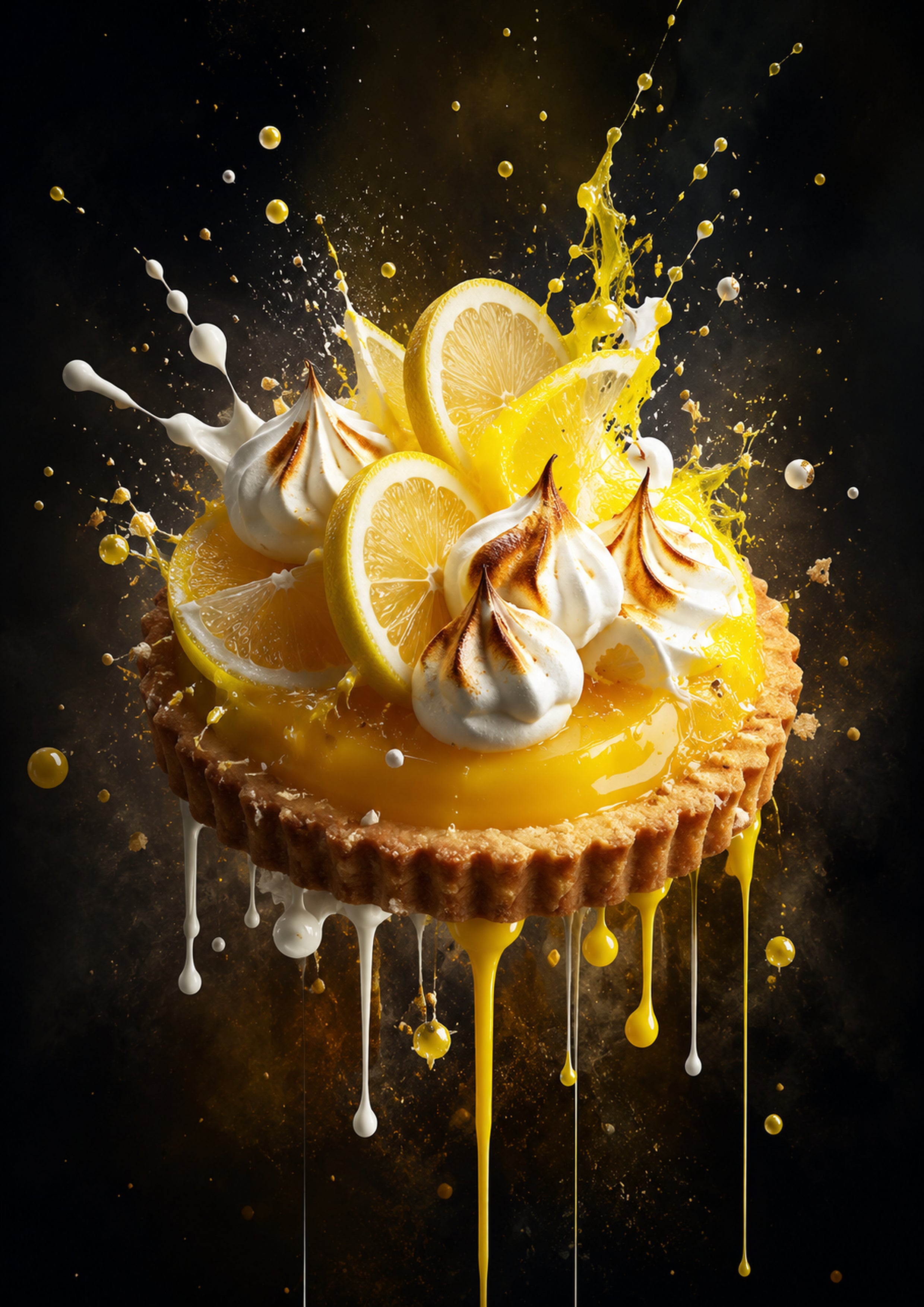 Lemon Meringue Tart Burst dessert and bakery kitchen wall print by PosterMe.shop