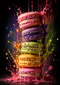 Rainbow Macaron Tower dessert and bakery kitchen wall print by PosterMe.shop
