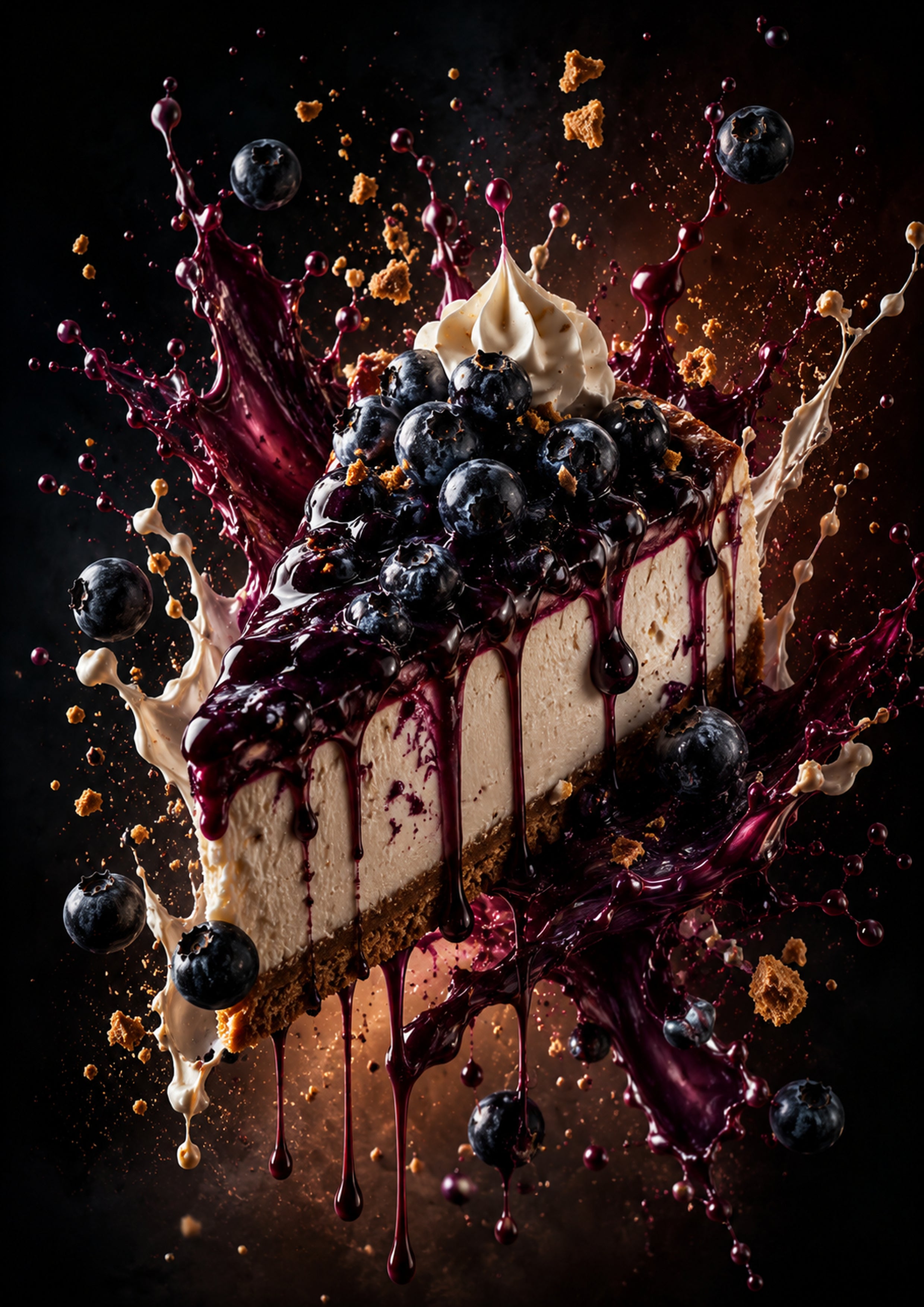 Blueberry Cheesecake Explosion dessert and bakery kitchen wall print by PosterMe.shop