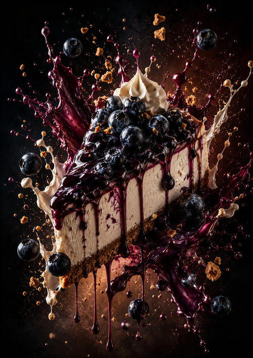 Blueberry Cheesecake Explosion dessert and bakery kitchen wall print by PosterMe.shop