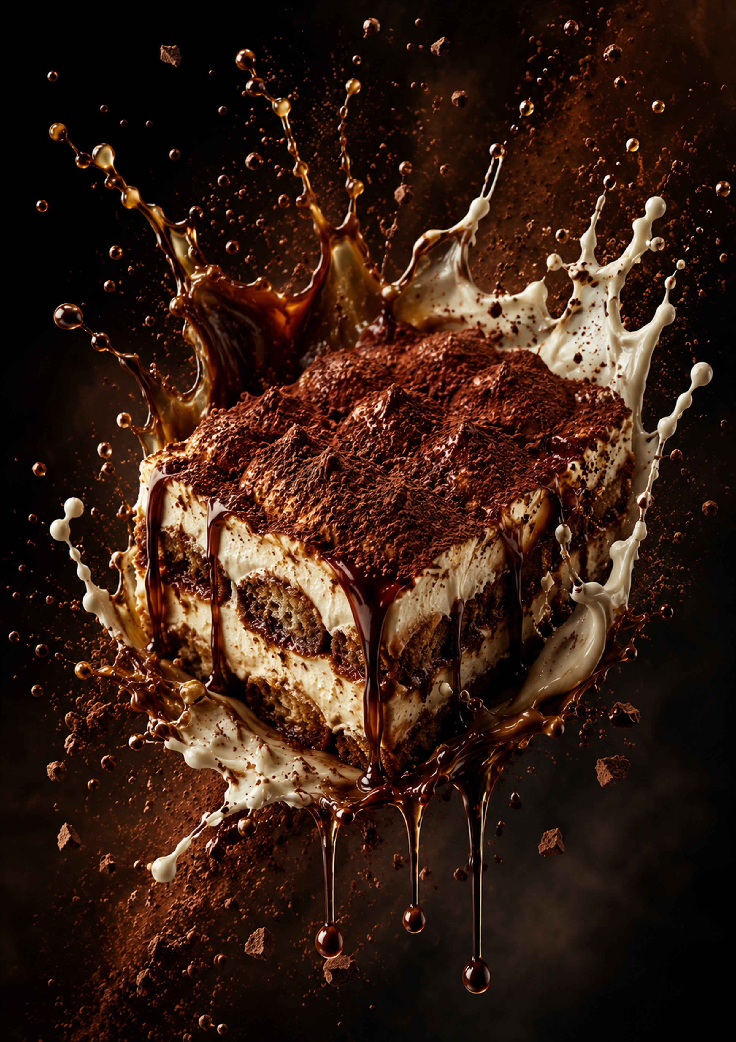 Tiramisu Coffee and Cocoa Burst dessert and bakery kitchen wall print by PosterMe.shop