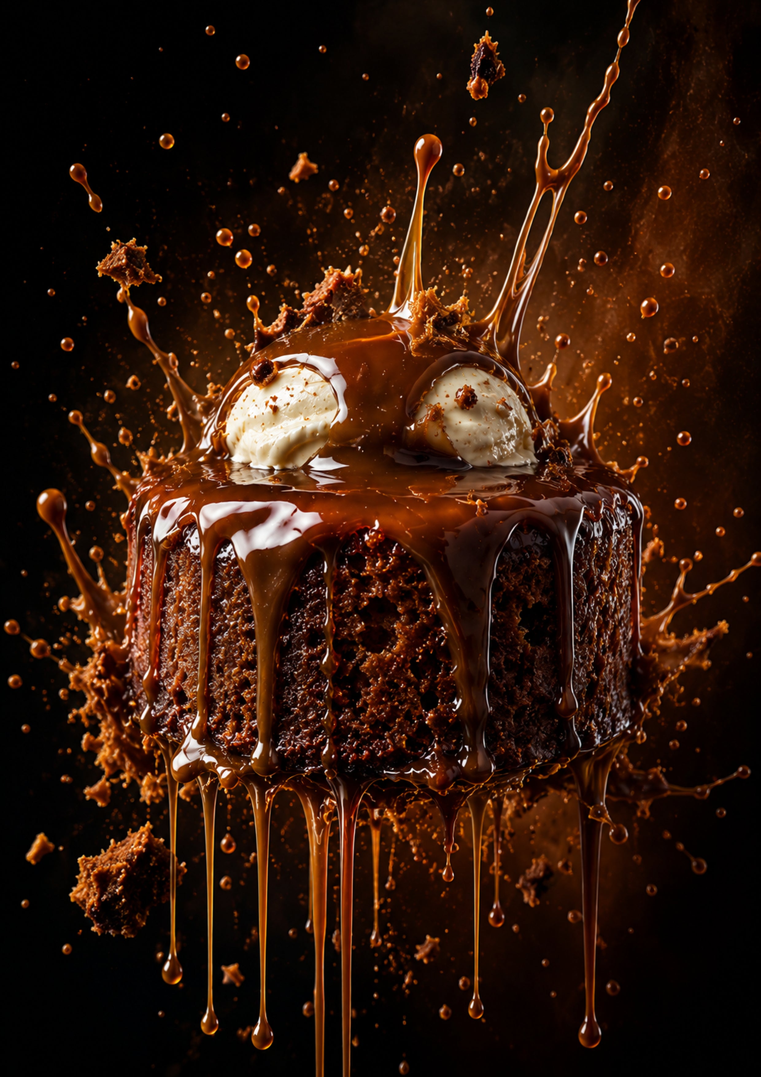 Sticky Toffee Pudding Cascade dessert and bakery kitchen wall print by PosterMe.shop
