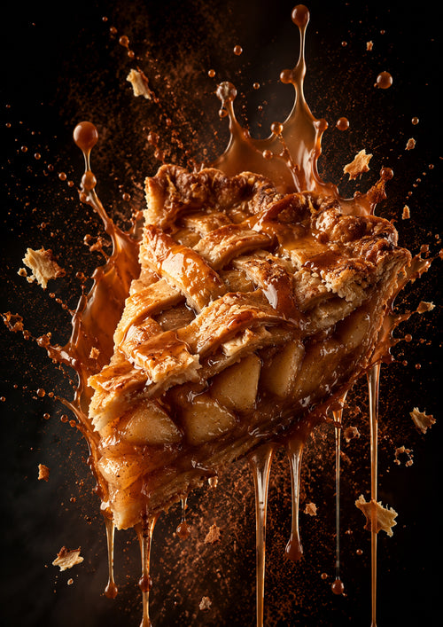 Caramel Apple Pie in Motion dessert and bakery kitchen wall print by PosterMe.shop
