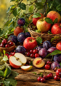 Orchard Apples Plums and Cherries food and kitchen wall print by PosterMe.shop