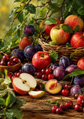 Orchard Apples Plums and Cherries food and kitchen wall print by PosterMe.shop