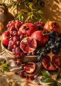 Pomegranates and Grapes in Golden Sunlight food and kitchen wall print by PosterMe.shop