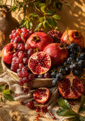 Pomegranates and Grapes in Golden Sunlight food and kitchen wall print by PosterMe.shop